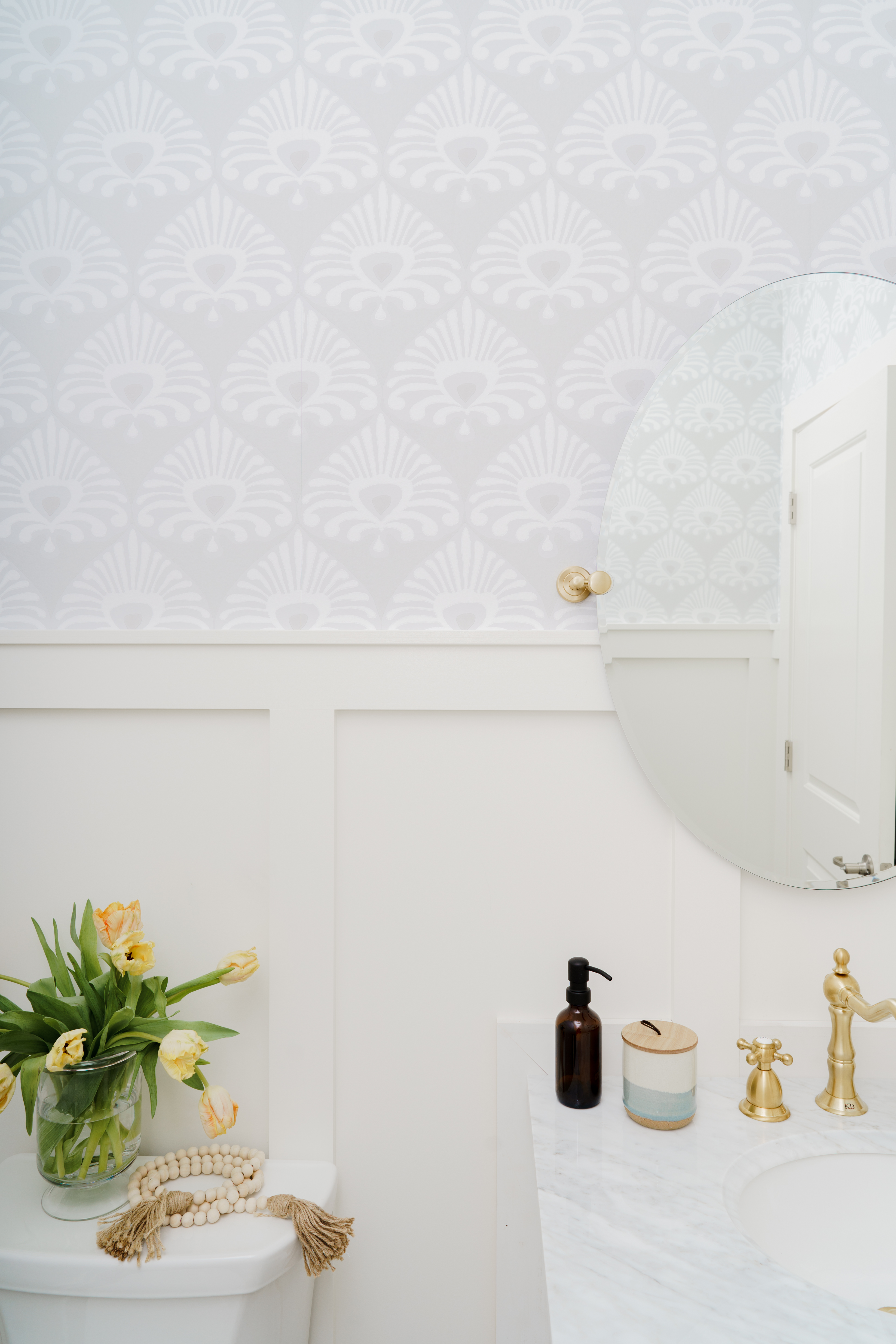 Serena and Lily Palmetto Wallpaper  Transitional  Bathroom